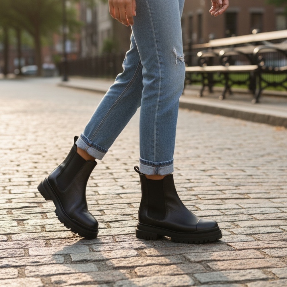 Classic Chelsea Lug Sole Ankle Boots - Black